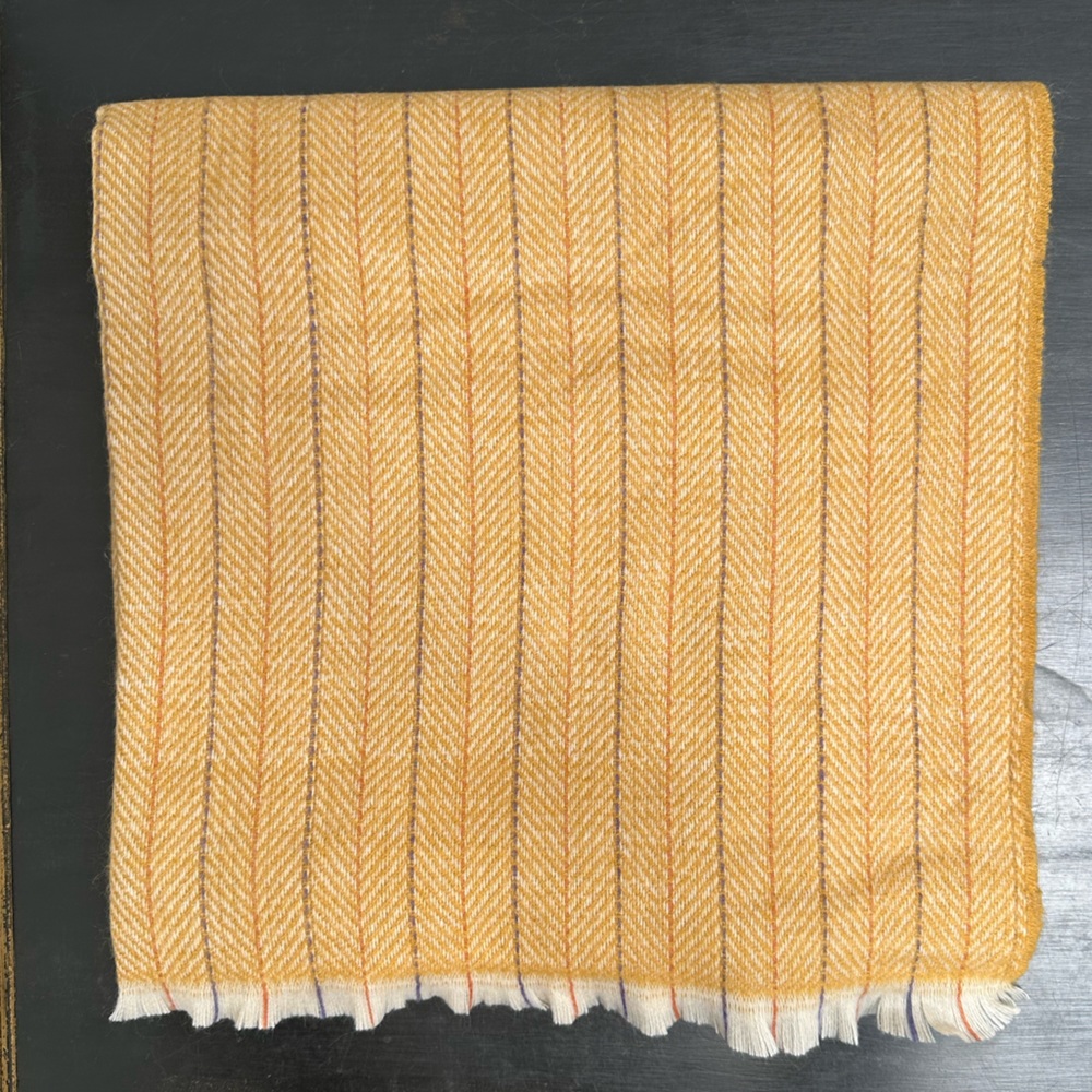 Extra Long Blanket Scarf Herringbone Mustard